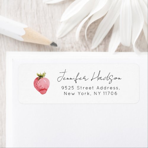 Strawberry elegant minimalist Return Address Label