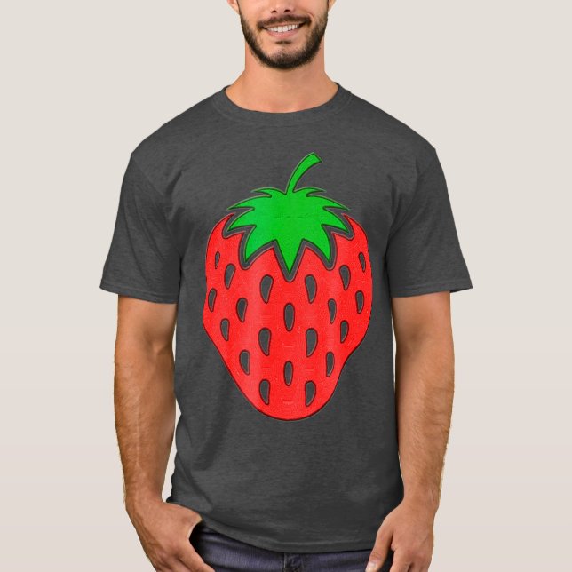 Strawberry Embroidery look   cute cool and T-Shirt (Front)