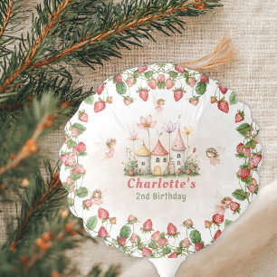 Strawberry enchanted fairy garden birthday  balloon