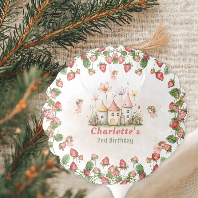 Strawberry enchanted fairy garden birthday  balloon (Creator Uploaded)