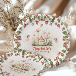Strawberry enchanted fairy garden birthday  paper plates