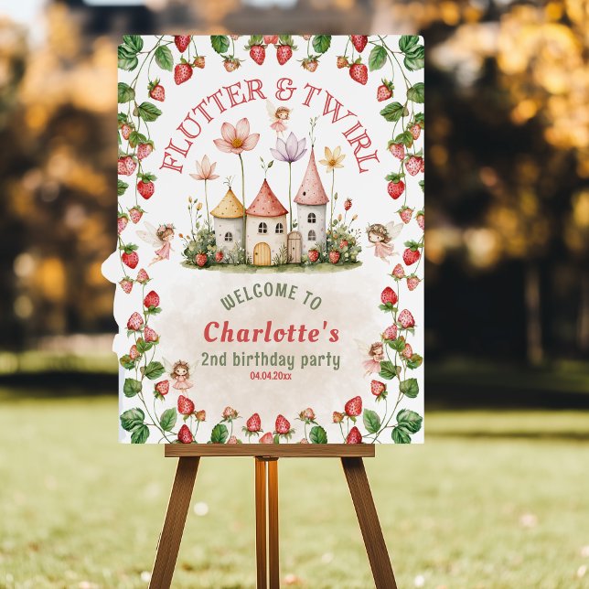 Strawberry enchanted fairy garden Welcome Foam Board (Creator Uploaded)