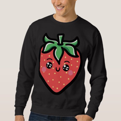 Strawberry Face Berry Fruitarian Strawberries Frui Sweatshirt