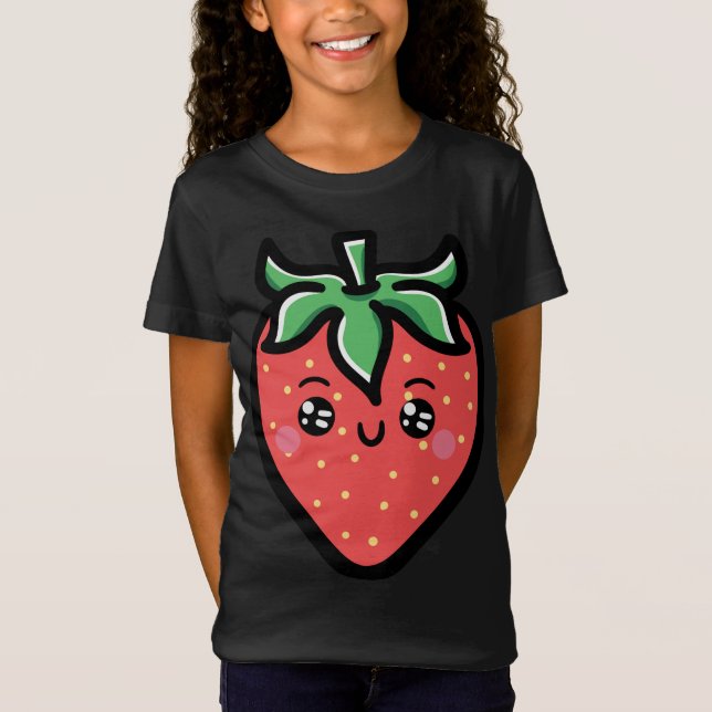Strawberry Face Berry Fruitarian Strawberries Frui T-Shirt (Front)