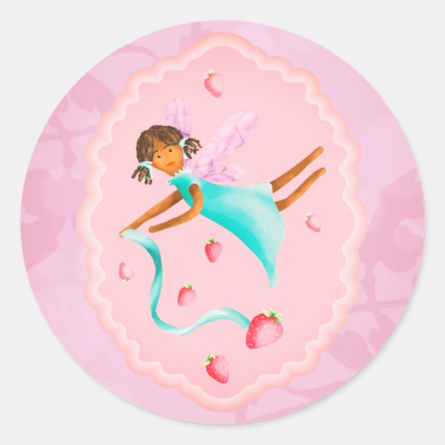 Strawberry fairy   classic round sticker (Front)