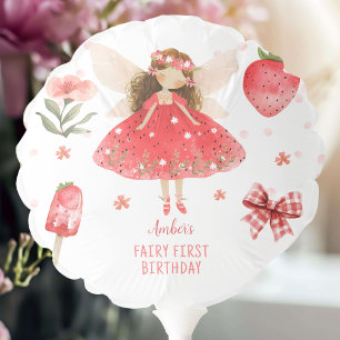 Strawberry Fairy First Birthday Balloon