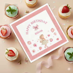 Strawberry Fairy Theme For Girl Birthday Party Napkins