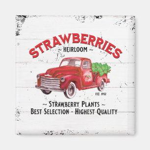Strawberry Farm Farmhouse Old Red Farm Truck Magnet