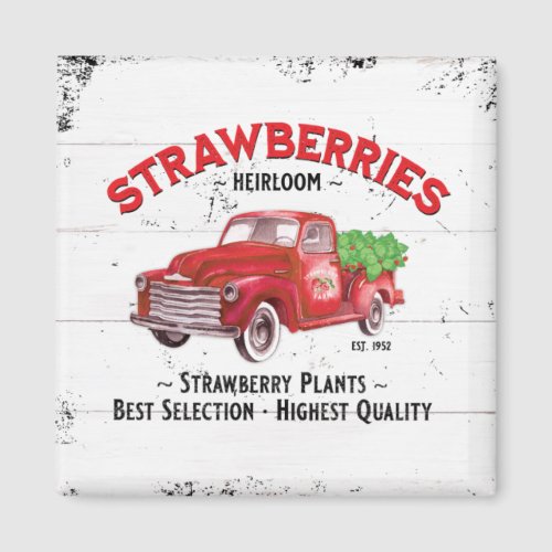 Strawberry Farm Farmhouse Old Red Farm Truck  Magnet