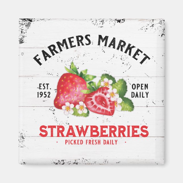 Strawberry Farm Farmhouse Strawberries Decor  Magnet (Front)