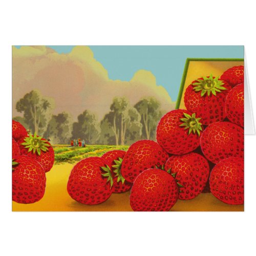 Strawberry Farm Vintage Fruit Crate Art Blank Card