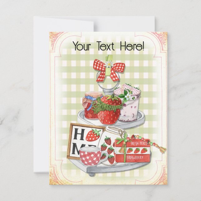 Strawberry Farmhouse, All-Occasion, Blank Holiday Card (Front)
