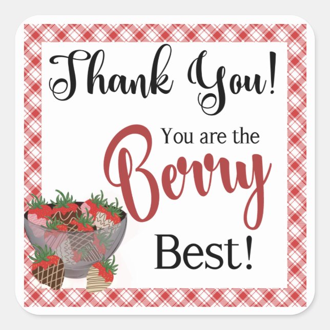 Strawberry Favor label, Chocolate strawberry  Square Sticker (Front)