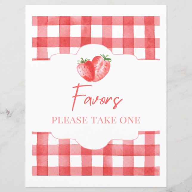 Strawberry Favor Sign | 8x10" Strawberry Sign (Front)