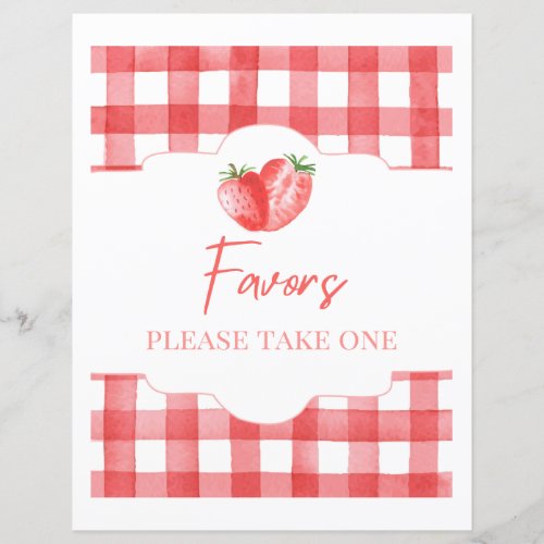 Strawberry Favor Sign  8x10 Strawberry Sign