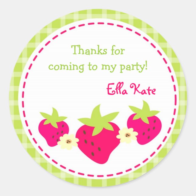Strawberry Favor Stickers Envelope Seals (Front)