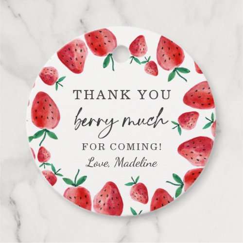 Strawberry Favor Tags Birthday Berry Much Sweet