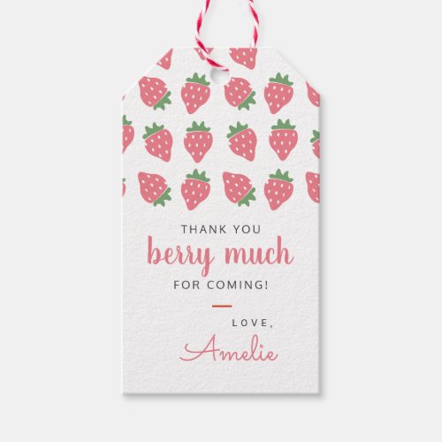 Strawberry Favor Tags Birthday Berry Much Sweet