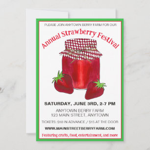 Strawberry Festival Berry Farm Berries Jam Summer Invitation