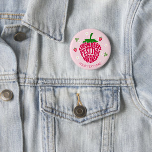 Strawberry Festival Forever Cute Customizable Button