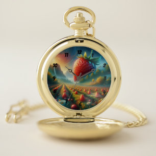 Strawberry Field of Dreams Pocket Watch