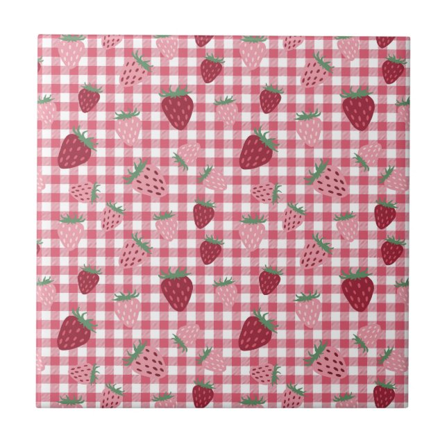 Strawberry Field Pattern Ceramic Tile (Front)