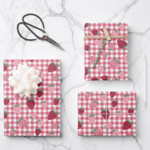 Strawberry Field Pattern Wrapping Paper Sheets