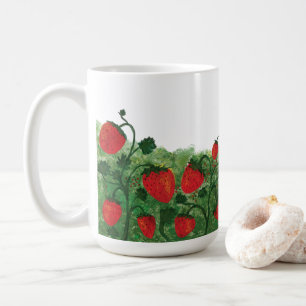 Strawberry Field Watercolor Illustration Coffee Mug