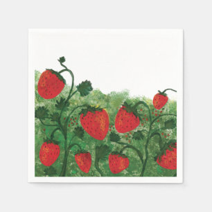 Strawberry Field Watercolor Illustration Napkins