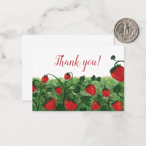 Strawberry Field Watercolor Thank You Note Card