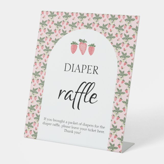 Strawberry Fields Baby Shower Diaper Raffle Sign (Front)