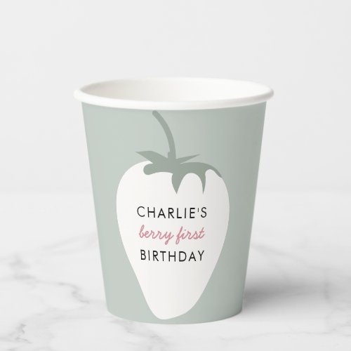 Strawberry Fields Berry First Birthday  Girl Paper Cups