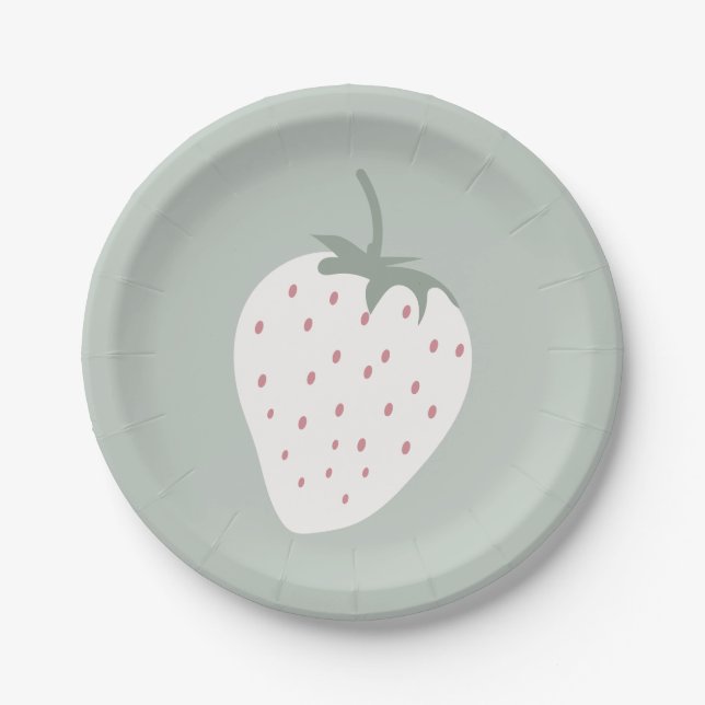 Strawberry Fields Berry First Birthday | Girl Paper Plates (Front)