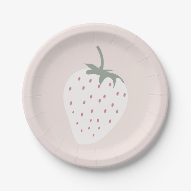 Strawberry Fields Berry First Birthday | Girl Paper Plates (Front)