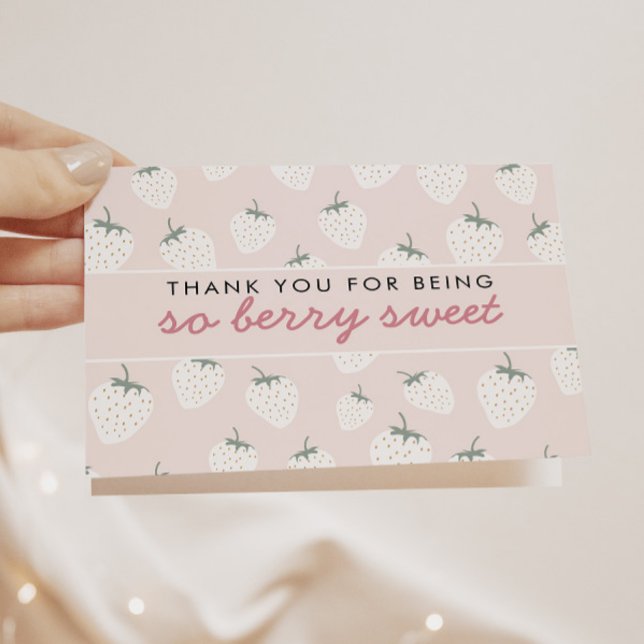 Strawberry Fields Berry Sweet Pink Thank You Card (Creator Uploaded)