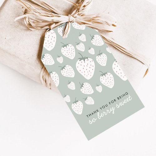 Strawberry Fields Berry Sweet Teal Girl Favor Gift Tags