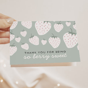 Strawberry Fields Berry Sweet Teal Girl Letterpress Thank You Card