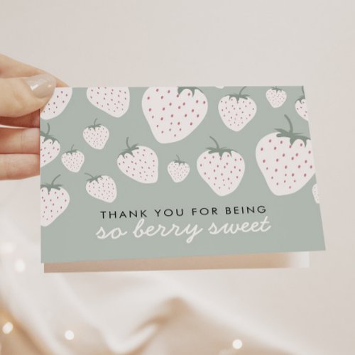 Strawberry Fields Berry Sweet Teal Girl Thank You Card