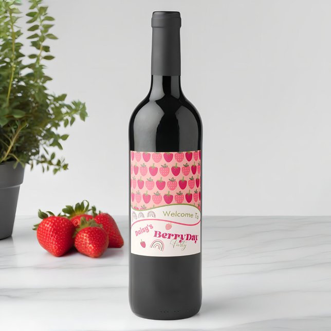 Strawberry Fields Delight Birthday Wine Label (Creator Uploaded)