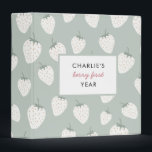 Strawberry Fields First Year Memory Photo Album 3  3 Ring Binder<br><div class="desc">Capture your little one's very first year with this adorable pale teal strawberry first year memory and photo album!</div>