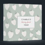 Strawberry Fields First Year Memory Photo Album 3  3 Ring Binder<br><div class="desc">Capture your little one's very first year with this adorable pale teal strawberry first year memory and photo album!</div>