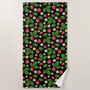 Strawberry Fields on Black Beach Towel