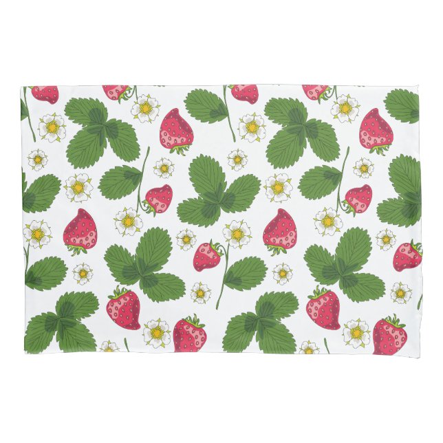 Strawberry Fields on White Pillow Case (Front-Left)