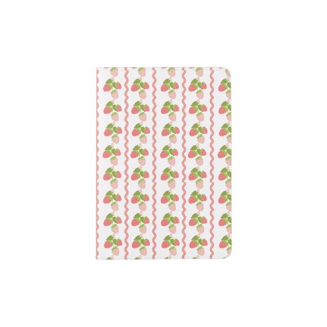 Strawberry fields pattern fruit summer travel passport holder (Front)