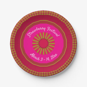 Strawberry Fields Pink/Gold Kaleidoscope Paper Plates