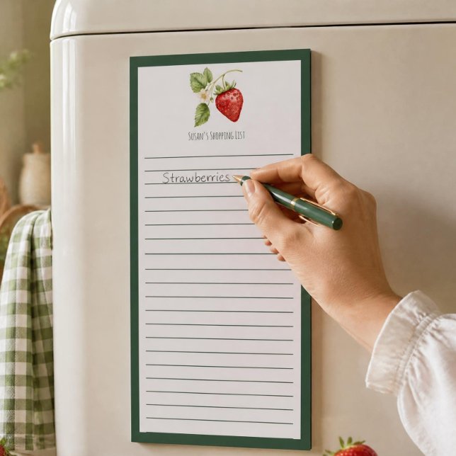 Strawberry Fields Shopping List Magnetic Notepad (Strawberry Shopping List)