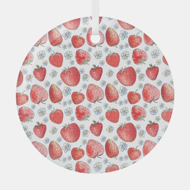 Strawberry Fields: Summer Freshness Glass Ornament (Front)