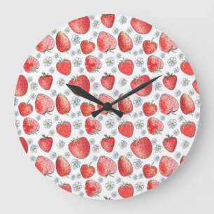 Strawberry Fields: Summer Freshness Large Clock
