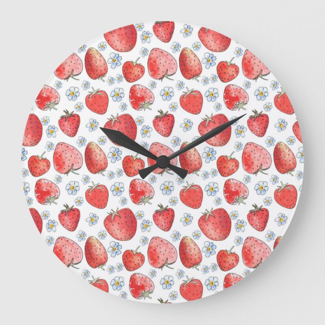 Strawberry Fields: Summer Freshness Large Clock (Front)