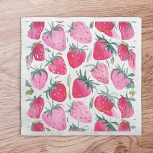 Strawberry fields summer time picnic pink napkins